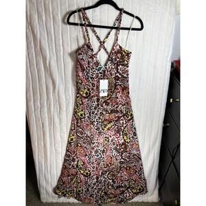 Zara Multicolored Floral Print Dress Size XS NWT New With Tags